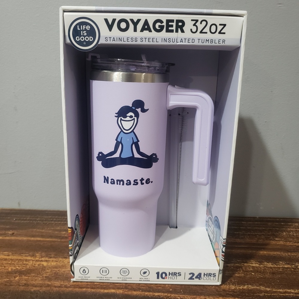 Life is Good Voyager 32oz Tumbler Lavender Namaste Stainless Steel New Insulated